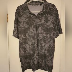Travis Mathew Mens Black and Gray Tropical Polo Size Large